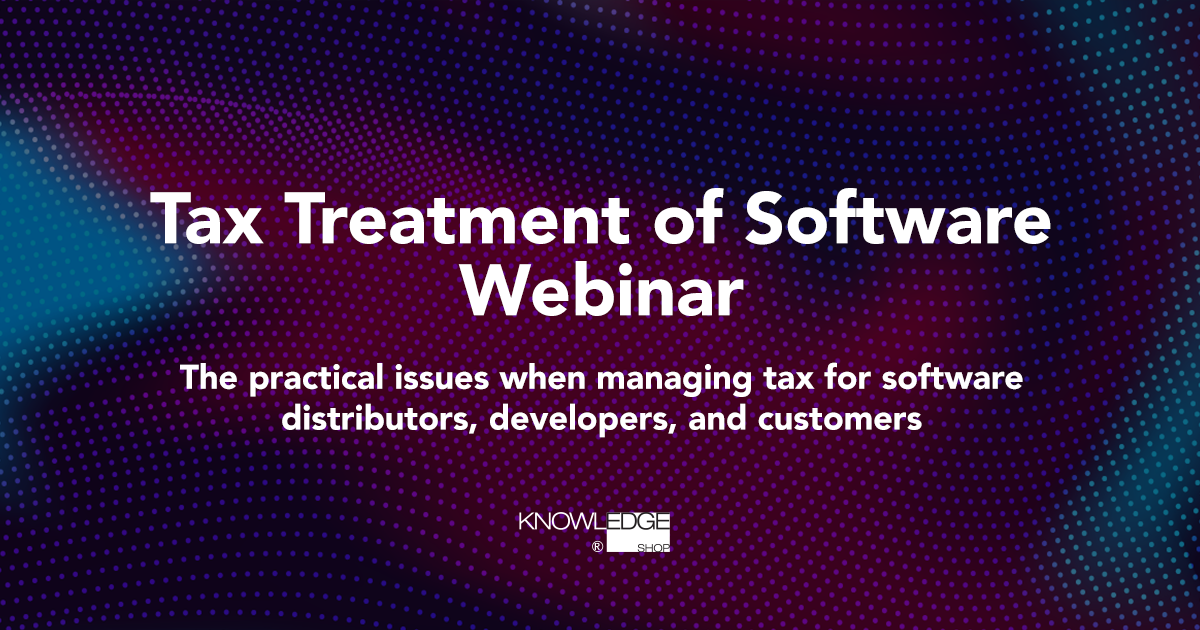 Tax Treatment of Software Webinar